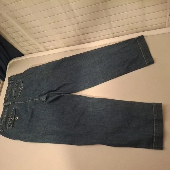 Talbots Size 8‎ Dark Blue Front Seam Cuff Hem Denim Casual Jeans - Picture 2 of 7